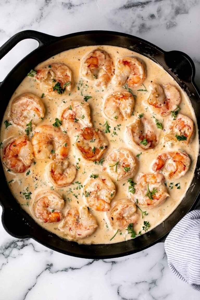 quick and creamy garlic shrimp dinner!