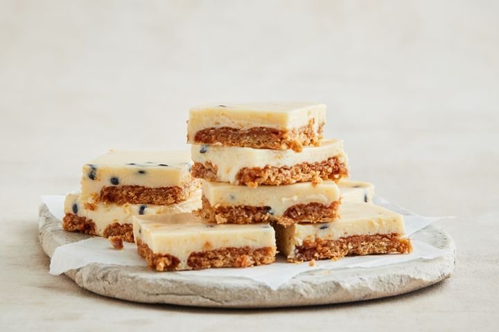 Passionfruit and lemon condensed milk slice